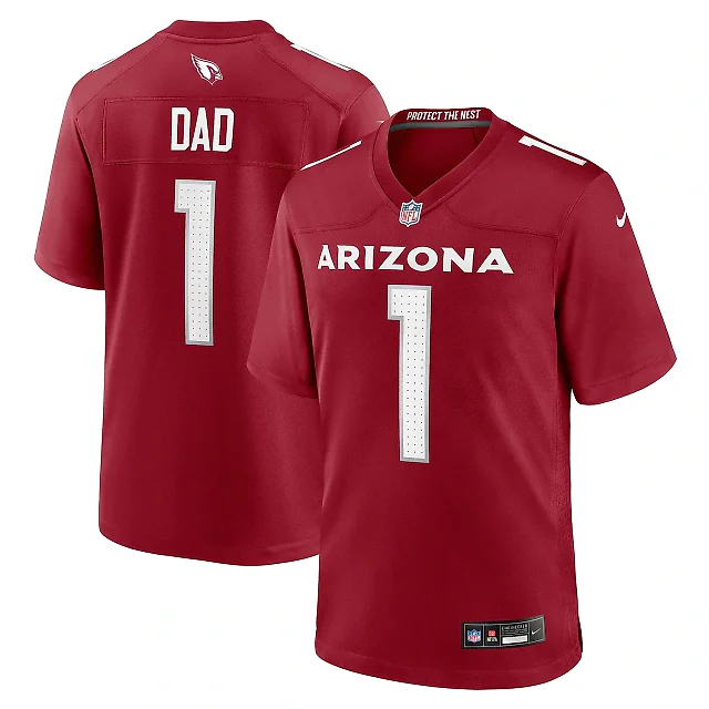 Zennovawear Men's Arizona Cardinals Number 1 Dad Cardinal Game Jersey