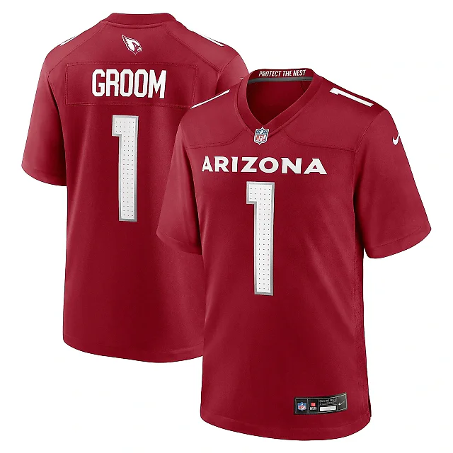 Zennovawear Men's Arizona Cardinals Number 1 Groom Cardinal Game Jersey
