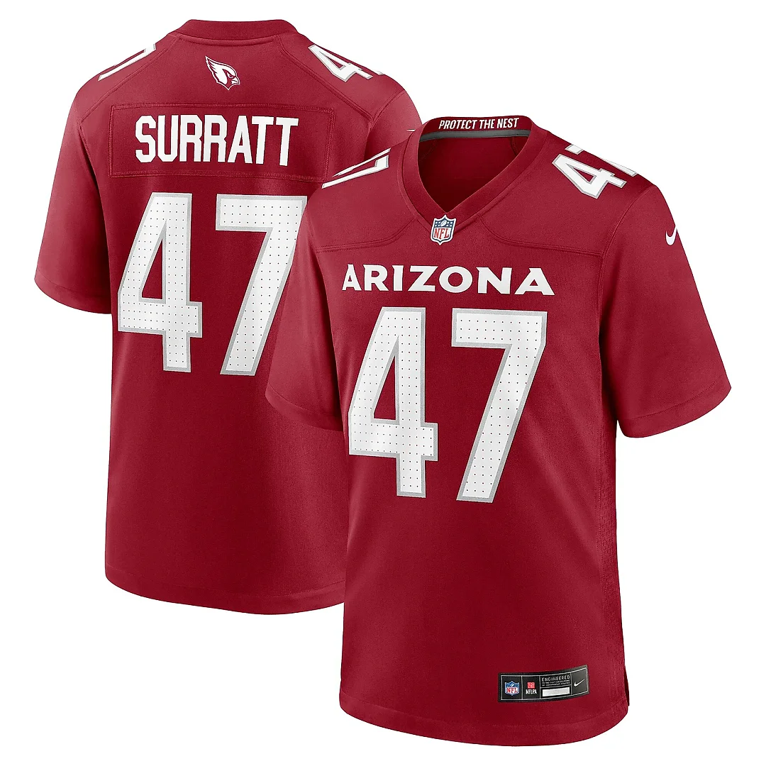 Zennovawear Men's Arizona Cardinals Sage Surratt Cardinal Team Game Jersey