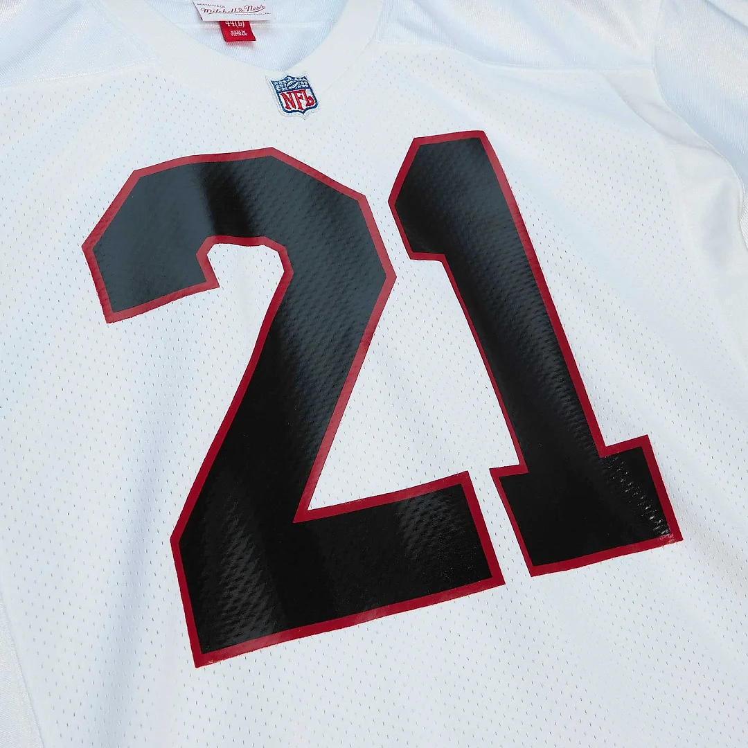 Zennovawear Men's Atlanta Falcons 1991 Deion Sanders Mitchell & Ness White Throwback Retired Player Jersey
