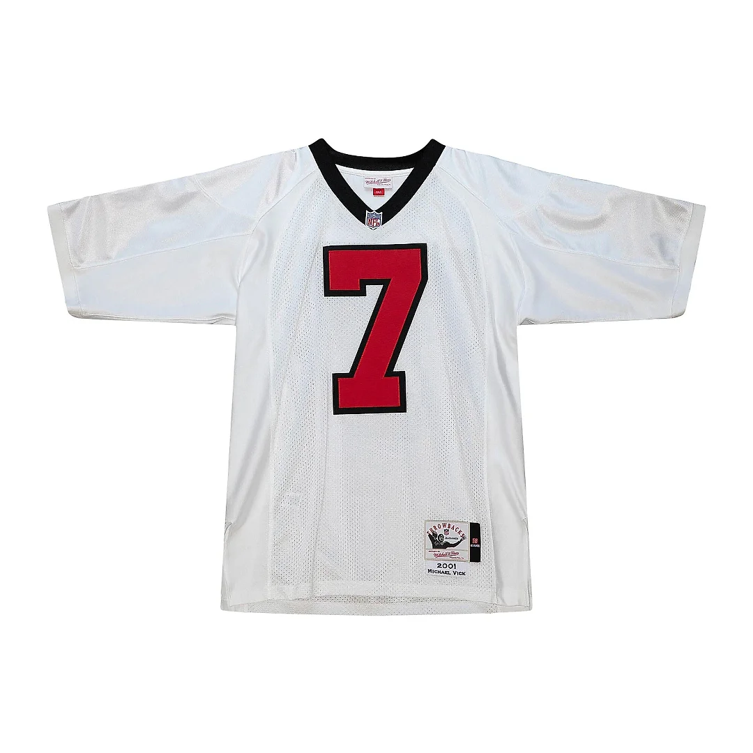 Zennovawear Men's Atlanta Falcons 2001 Michael Vick Mitchell & Ness White Throwback Retired Player Jersey