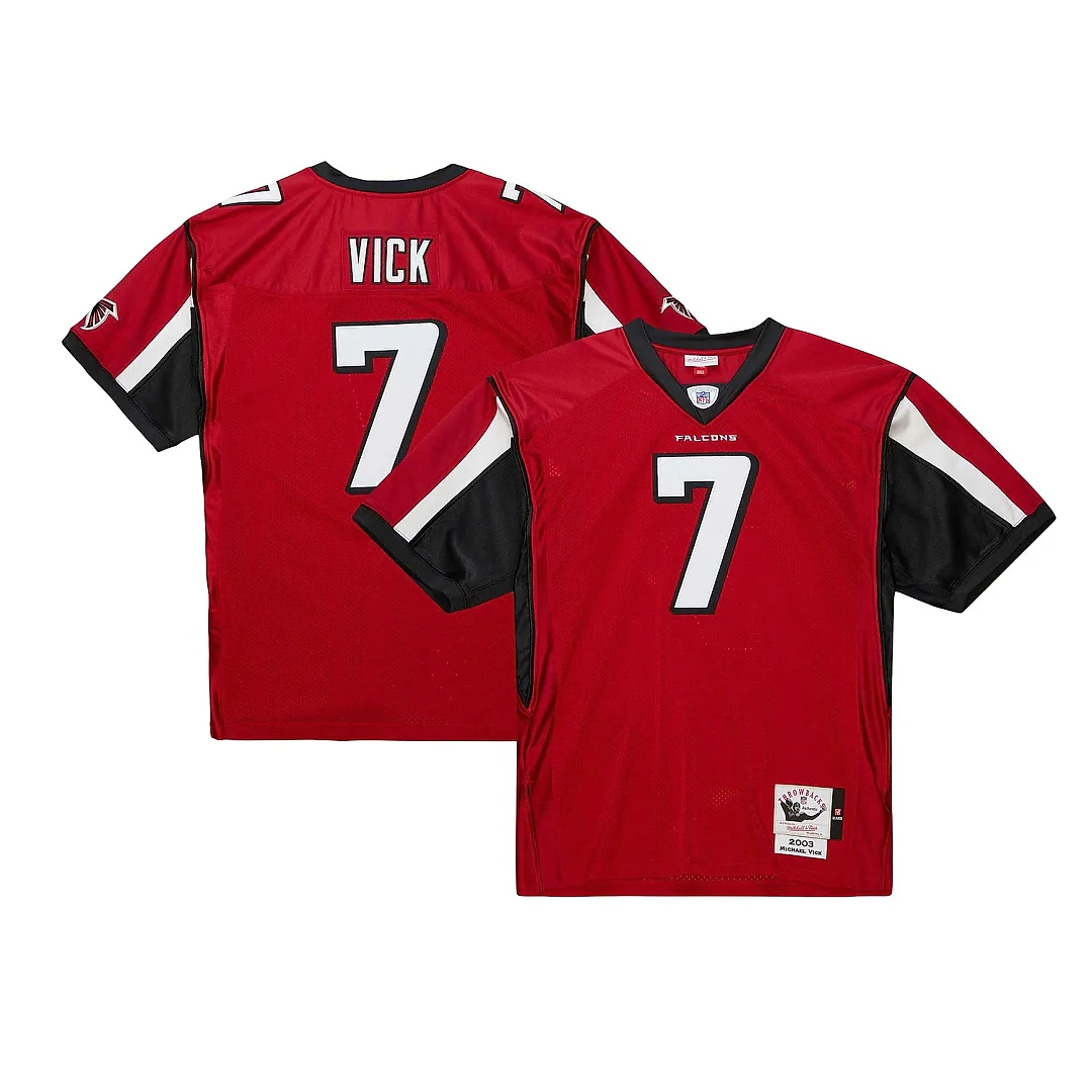 Zennovawear Men's Atlanta Falcons 2003 Michael Vick Mitchell & Ness Red Throwback Retired Player Jersey