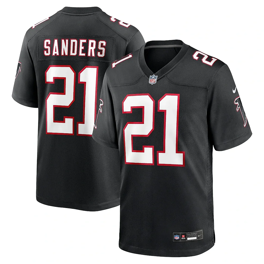 Zennovawear Men's Atlanta Falcons Deion Sanders Black Alternate Retired Player Game Jersey
