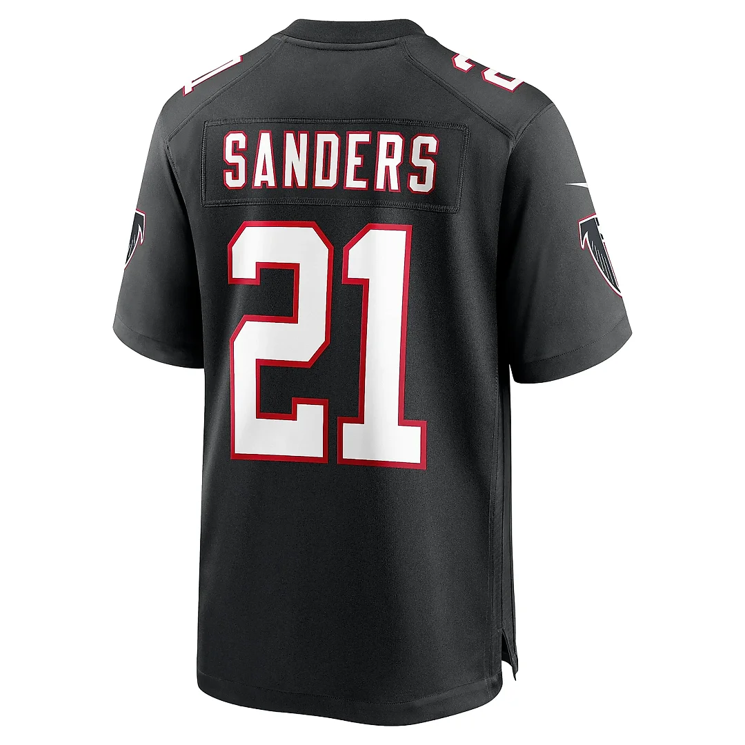 Zennovawear Men's Atlanta Falcons Deion Sanders Black Alternate Retired Player Game Jersey
