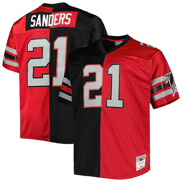 Zennovawear Men's Atlanta Falcons Deion Sanders Mitchell & Ness Black/Red Big & Tall Split Legacy Retired Player Jersey