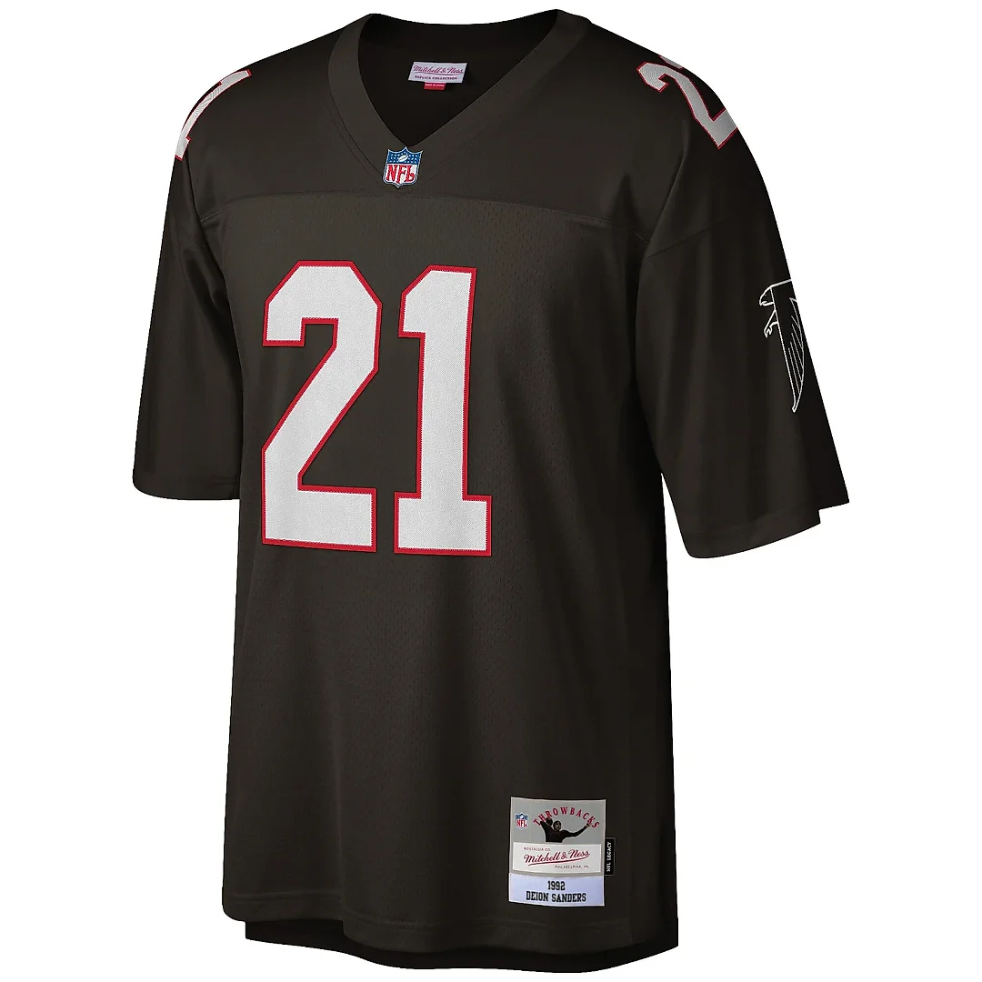 Zennovawear Men's Atlanta Falcons Deion Sanders Mitchell & Ness Black Big & Tall 1992 Retired Player Jersey