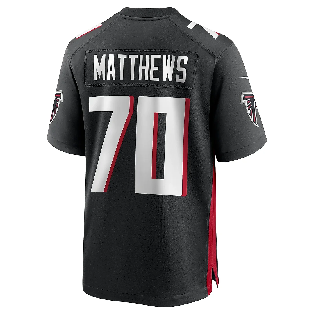 Zennovawear Men's Atlanta Falcons Jake Matthews Black Game Jersey