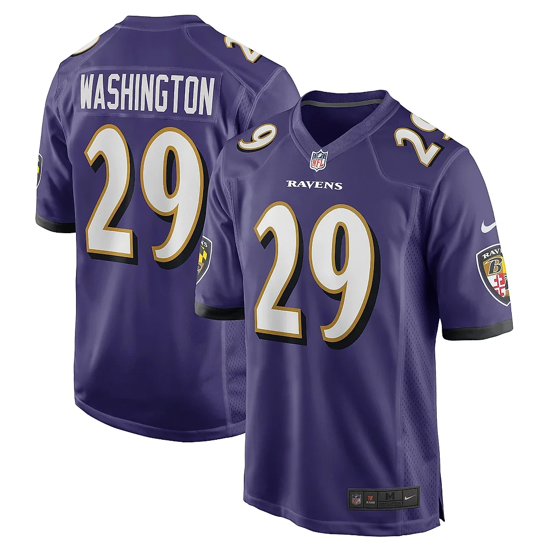 Zennovawear Men's Baltimore Ravens Ar'Darius Washington Purple Player Game Jersey