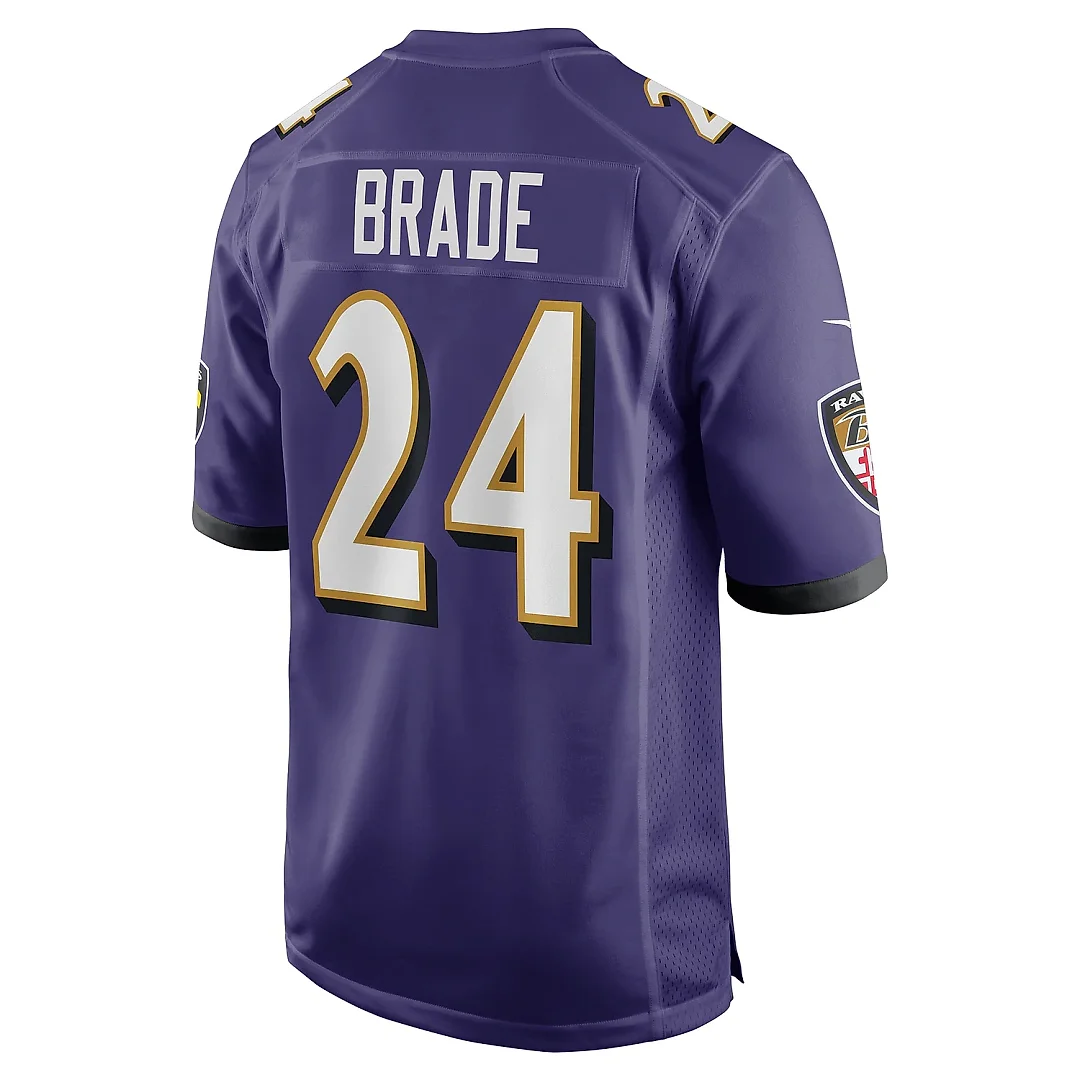 Zennovawear Men's Baltimore Ravens Beau Brade Purple Team Game Jersey