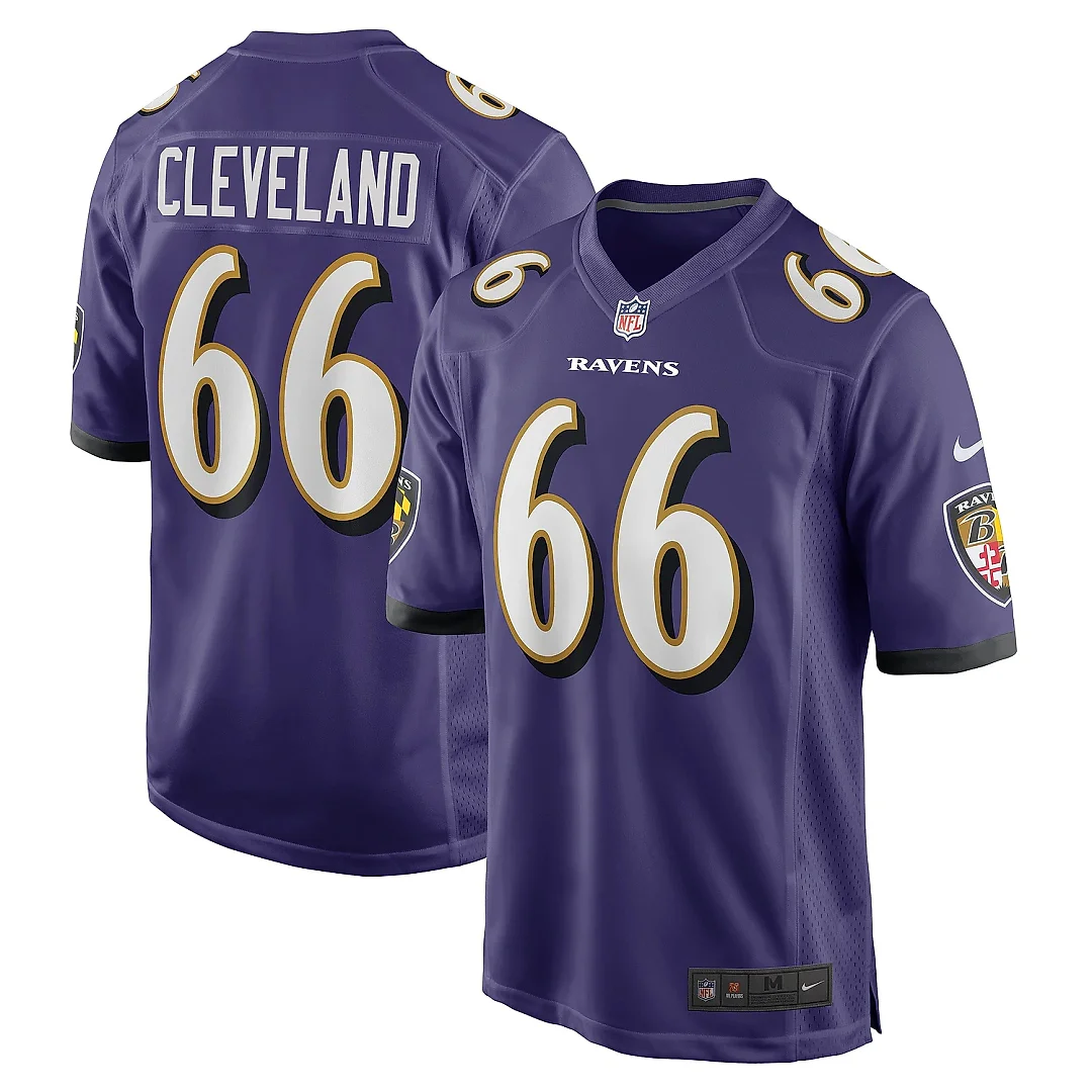 Zennovawear Men's Baltimore Ravens Ben Cleveland Purple Game Jersey
