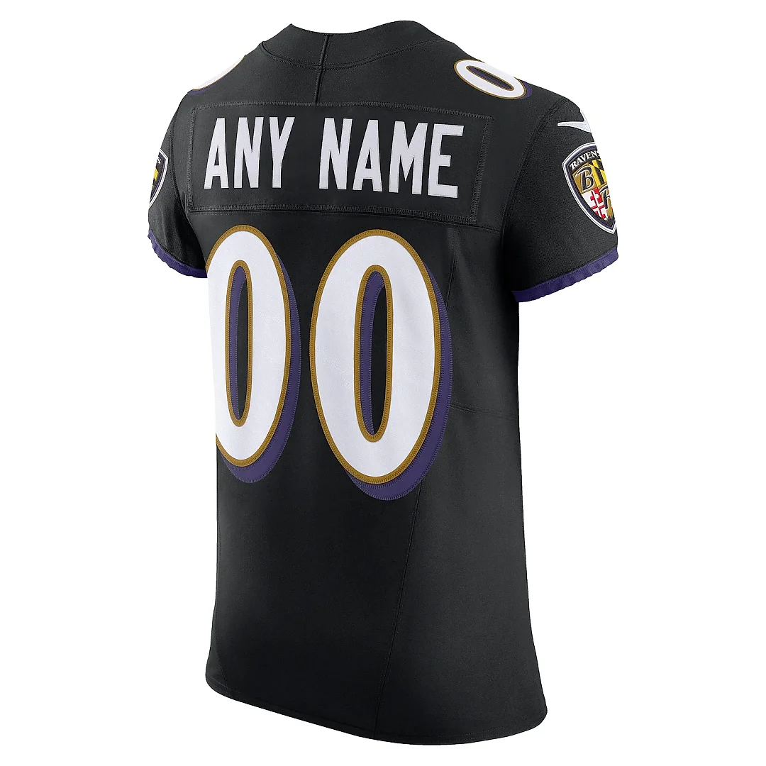 Zennovawear Men's Baltimore Ravens Black Vapor F.U.S.E. Elite Custom Jersey