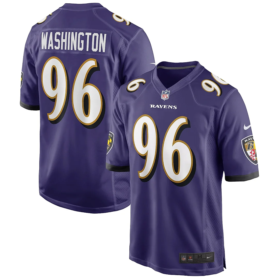 Zennovawear Men's Baltimore Ravens Broderick Washington Purple Game Player Jersey