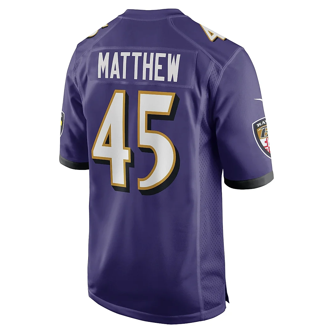 Zennovawear Men's Baltimore Ravens Christian Matthew Purple Team Game Jersey
