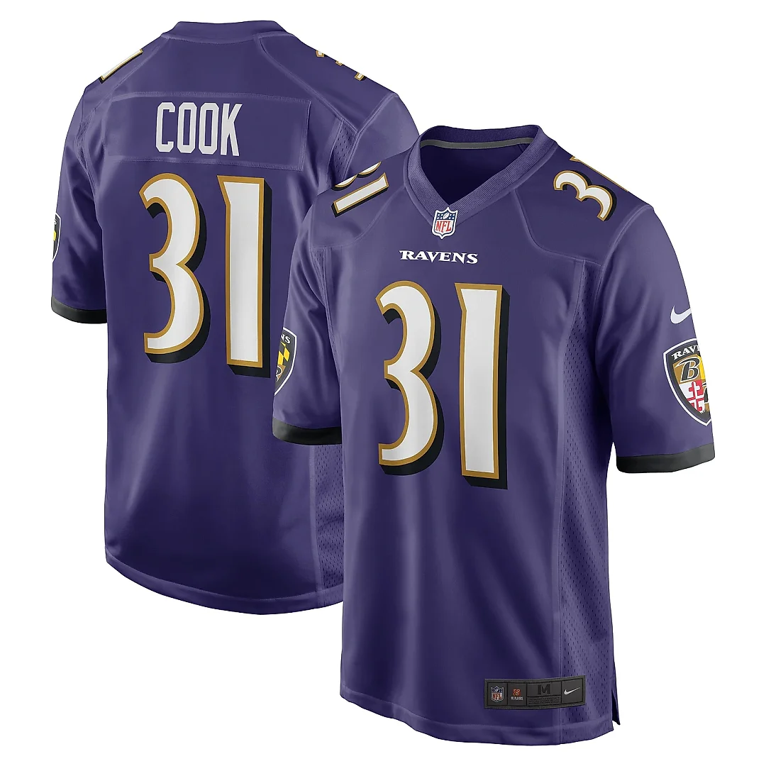 Zennovawear Men's Baltimore Ravens Dalvin Cook Purple Game Jersey