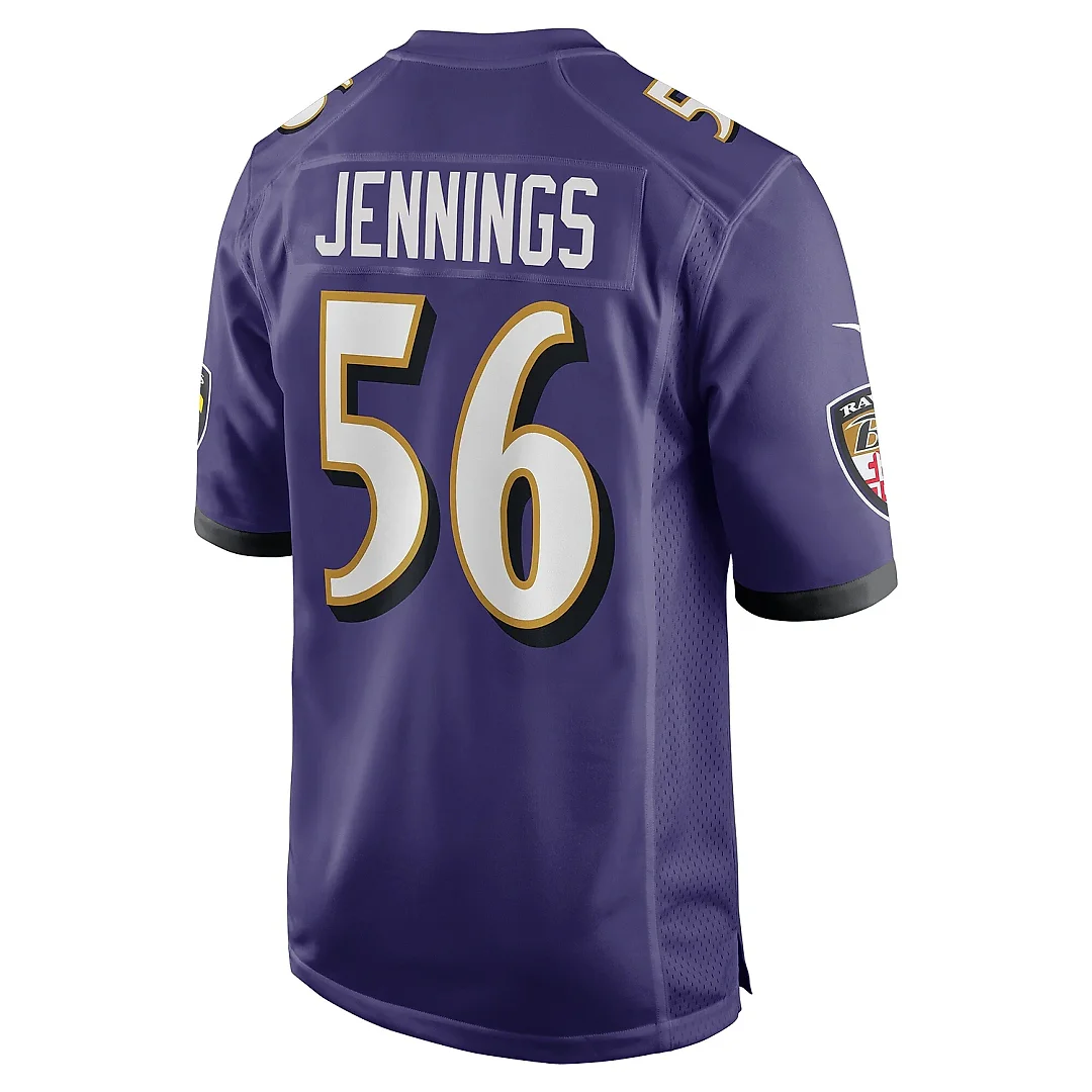 Zennovawear Men's Baltimore Ravens Deion Jennings Purple Team Game Jersey