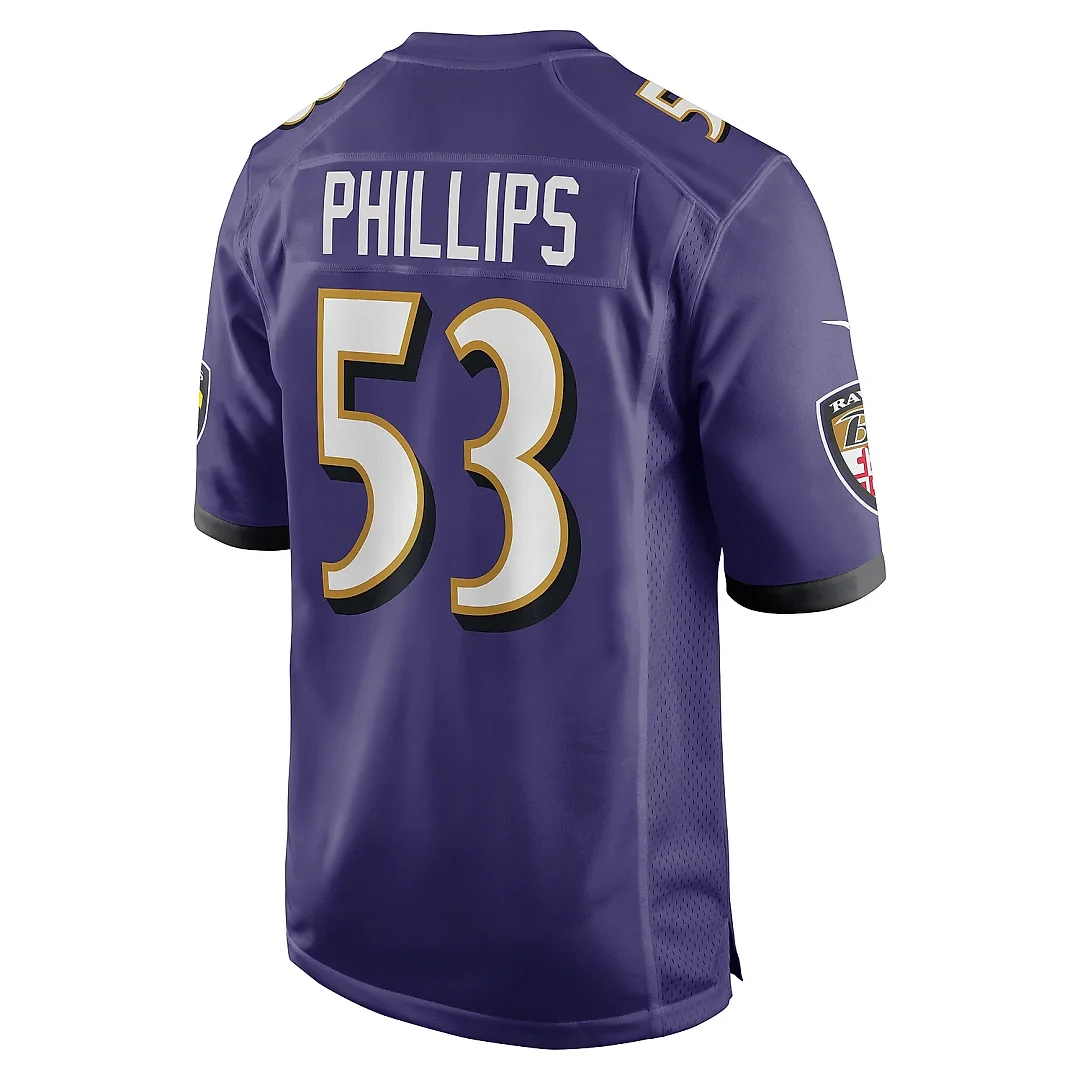 Zennovawear Men's Baltimore Ravens Del'Shawn Phillips Purple Game Player Jersey