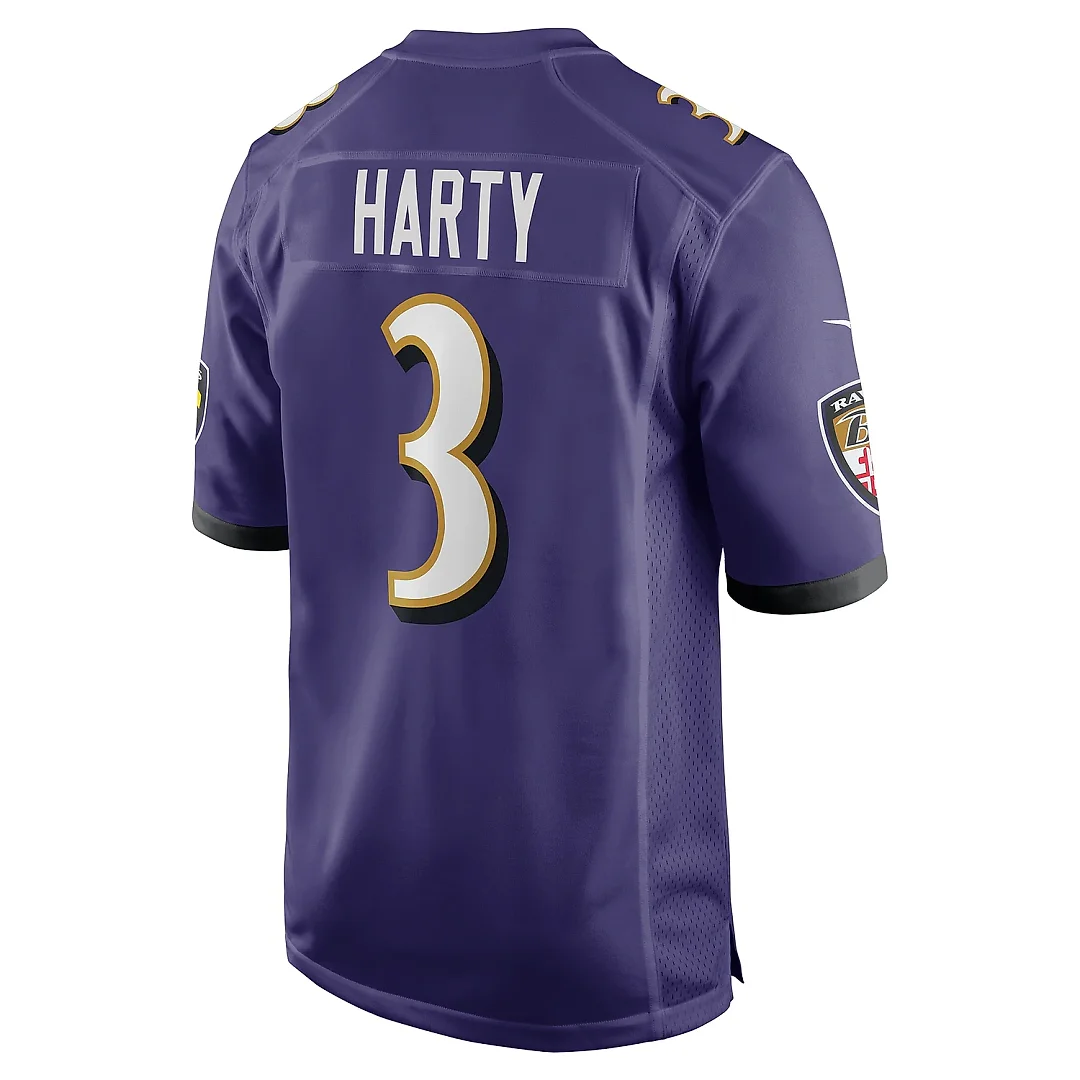 Zennovawear Men's Baltimore Ravens Deonte Harty Purple Team Game Jersey