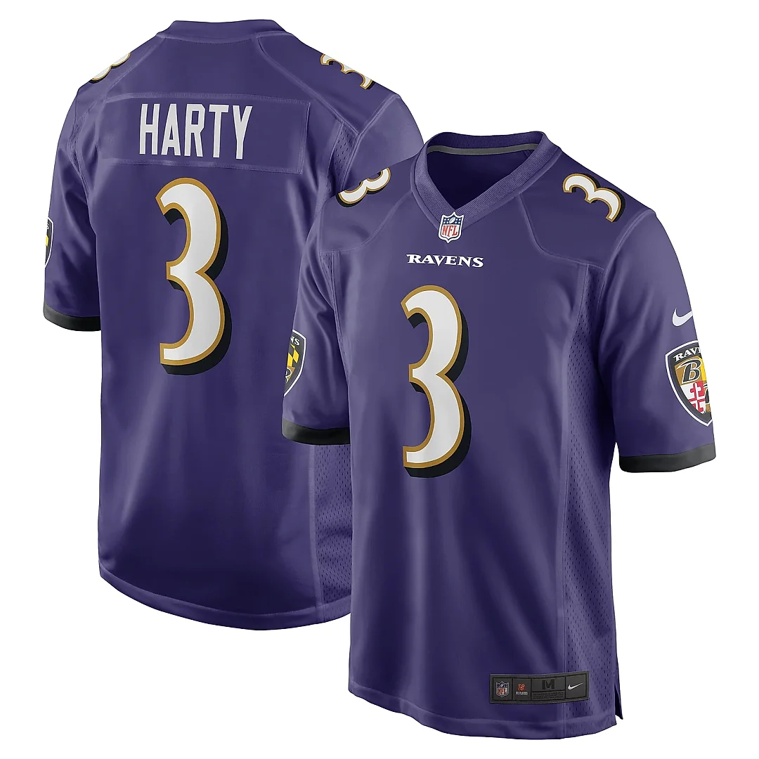 Zennovawear Men's Baltimore Ravens Deonte Harty Purple Team Game Jersey