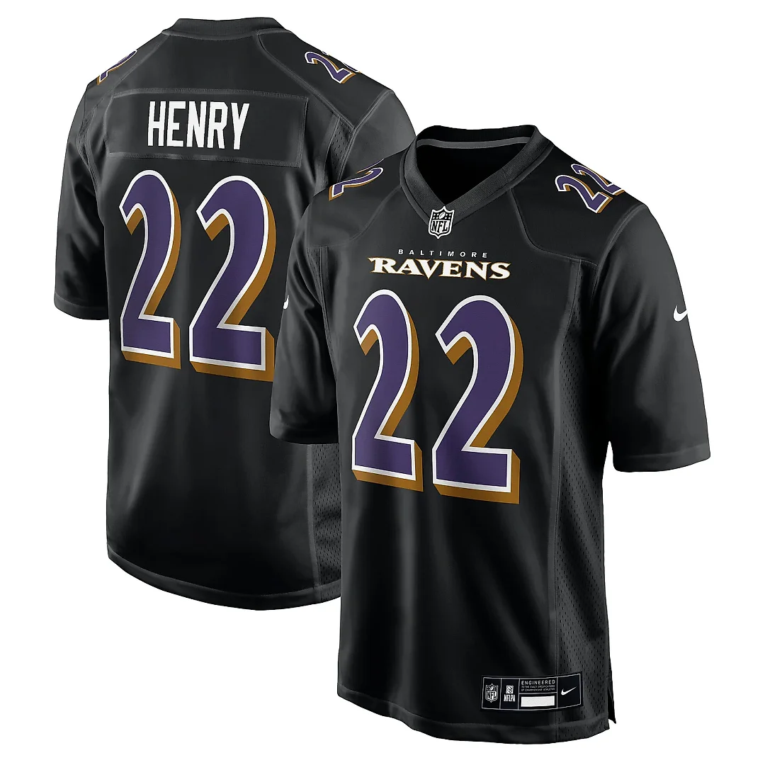 Zennovawear Men's Baltimore Ravens Derrick Henry Carbon Black Fashion Jersey