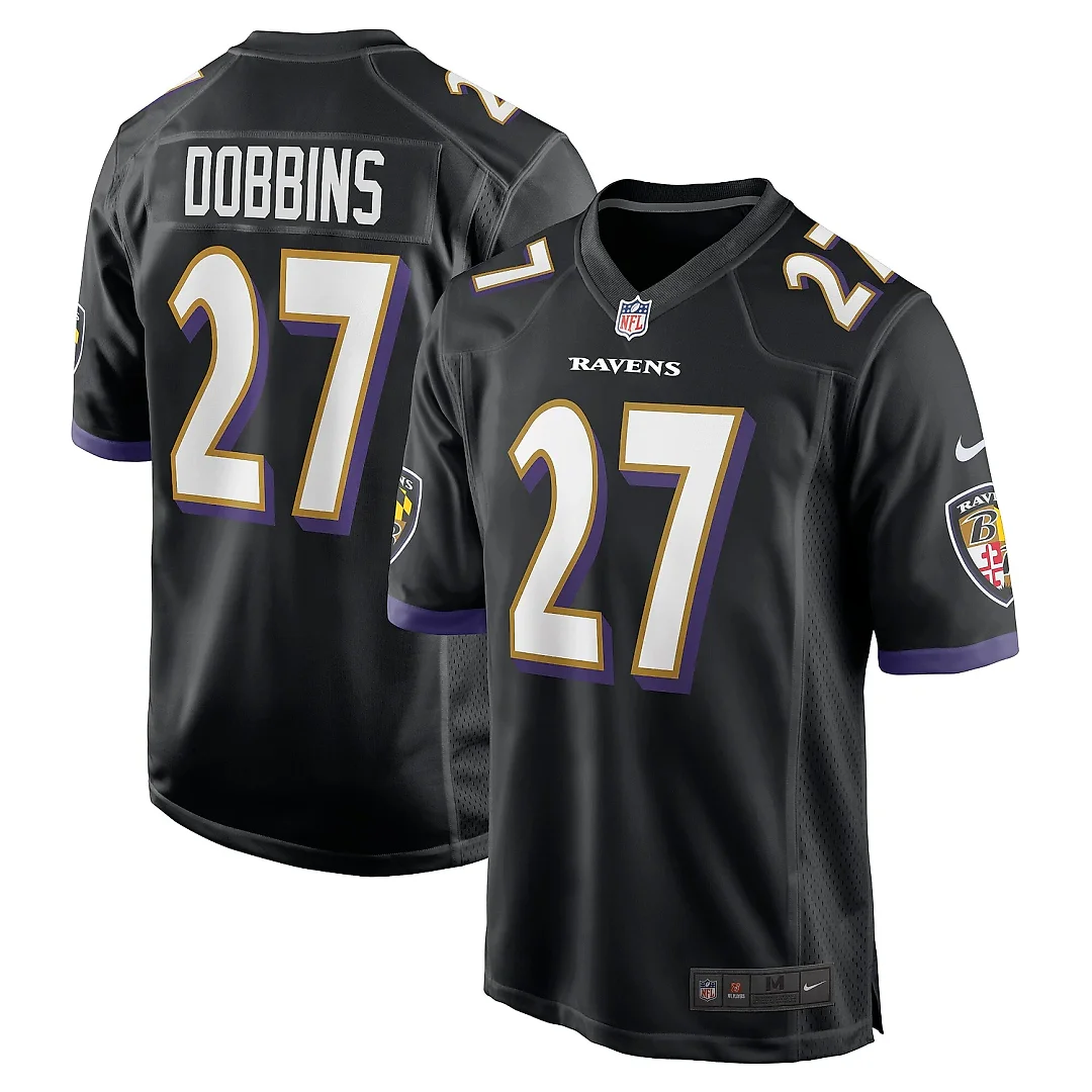 Zennovawear Men's Baltimore Ravens J.K. Dobbins Black Game Jersey