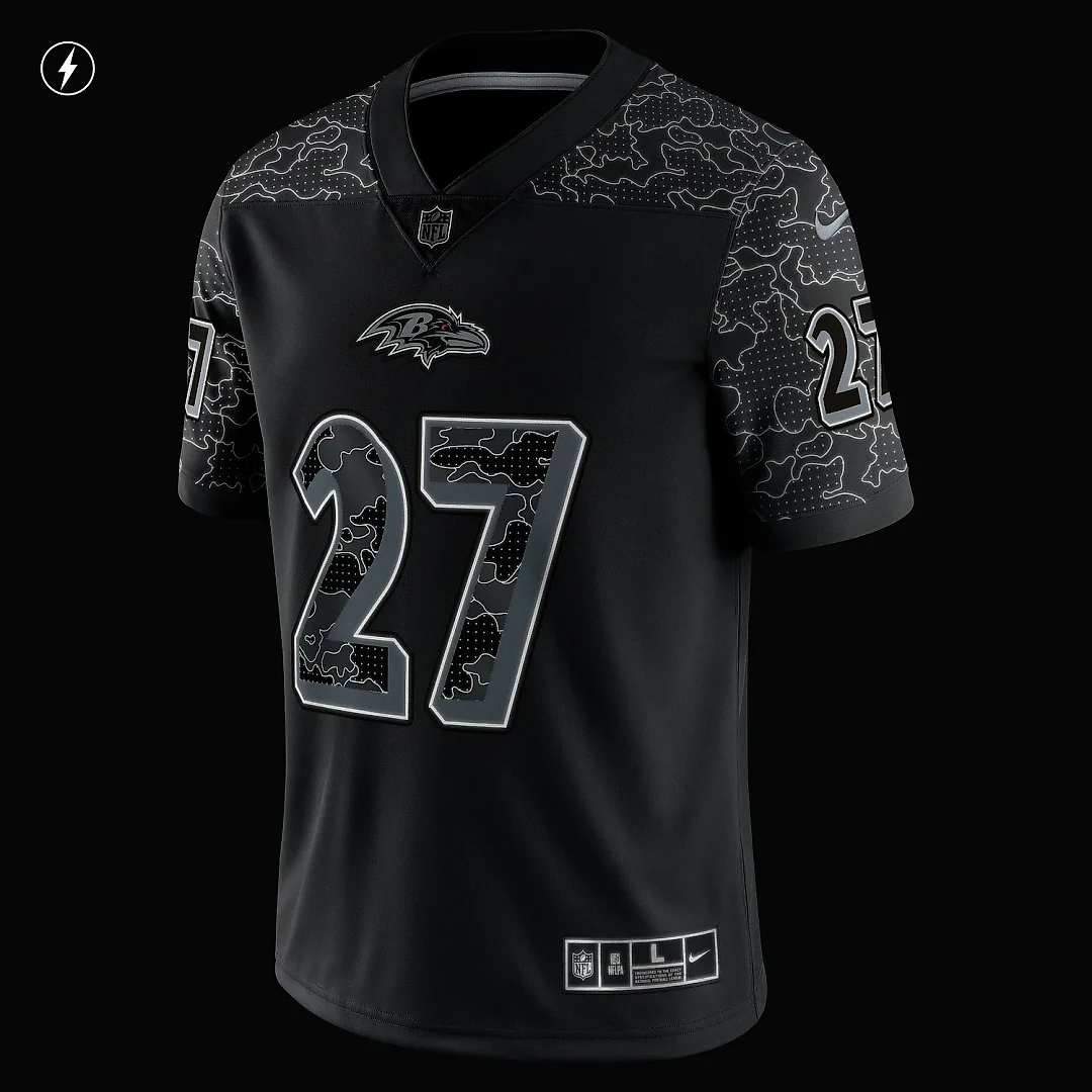 Zennovawear Men's Baltimore Ravens J.K. Dobbins Black RFLCTV Limited Jersey