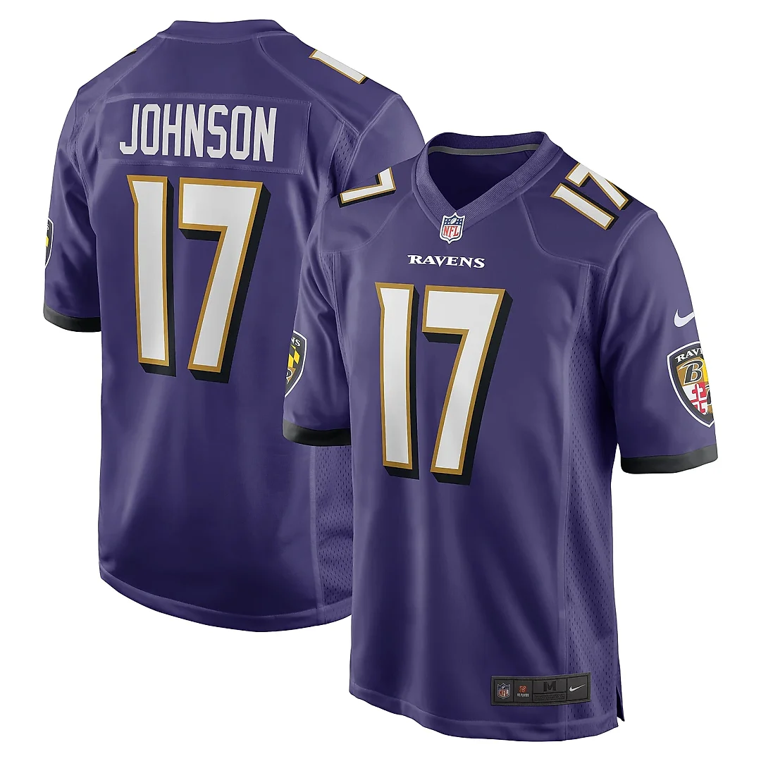 Zennovawear Men's Baltimore Ravens Josh Johnson Purple Team Game Jersey
