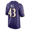 Zennovawear Men's Baltimore Ravens Justice Hill Purple Game Jersey