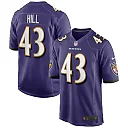 Zennovawear Men's Baltimore Ravens Justice Hill Purple Game Jersey
