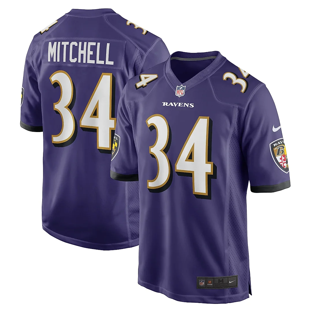 Zennovawear Men's Baltimore Ravens Keaton Mitchell Purple Game Jersey