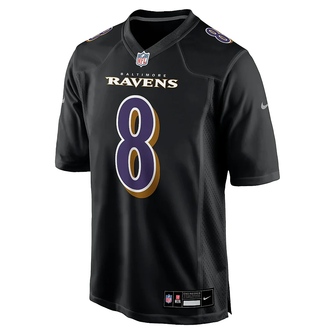 Zennovawear Men's Baltimore Ravens Lamar Jackson Black Fashion Game Jersey