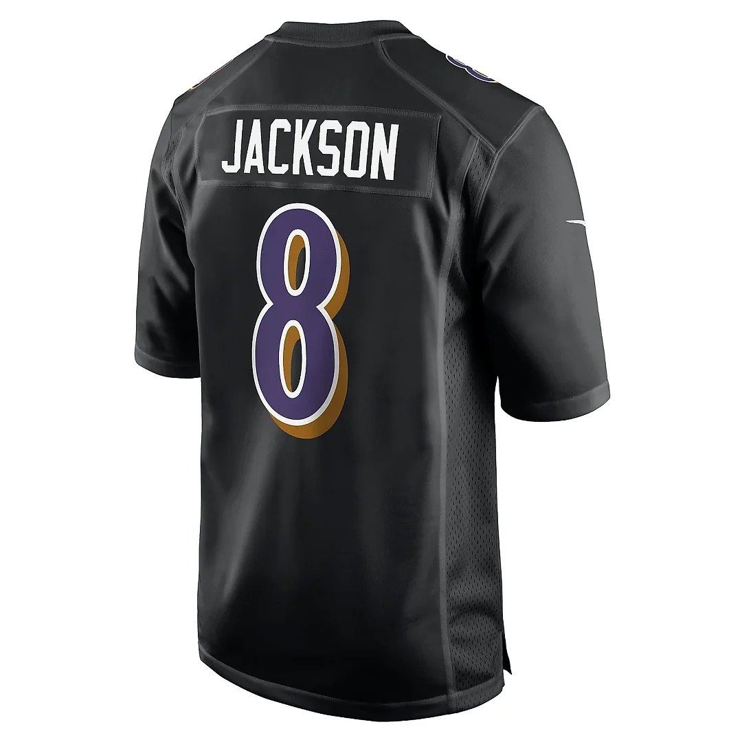 Zennovawear Men's Baltimore Ravens Lamar Jackson Black Fashion Game Jersey