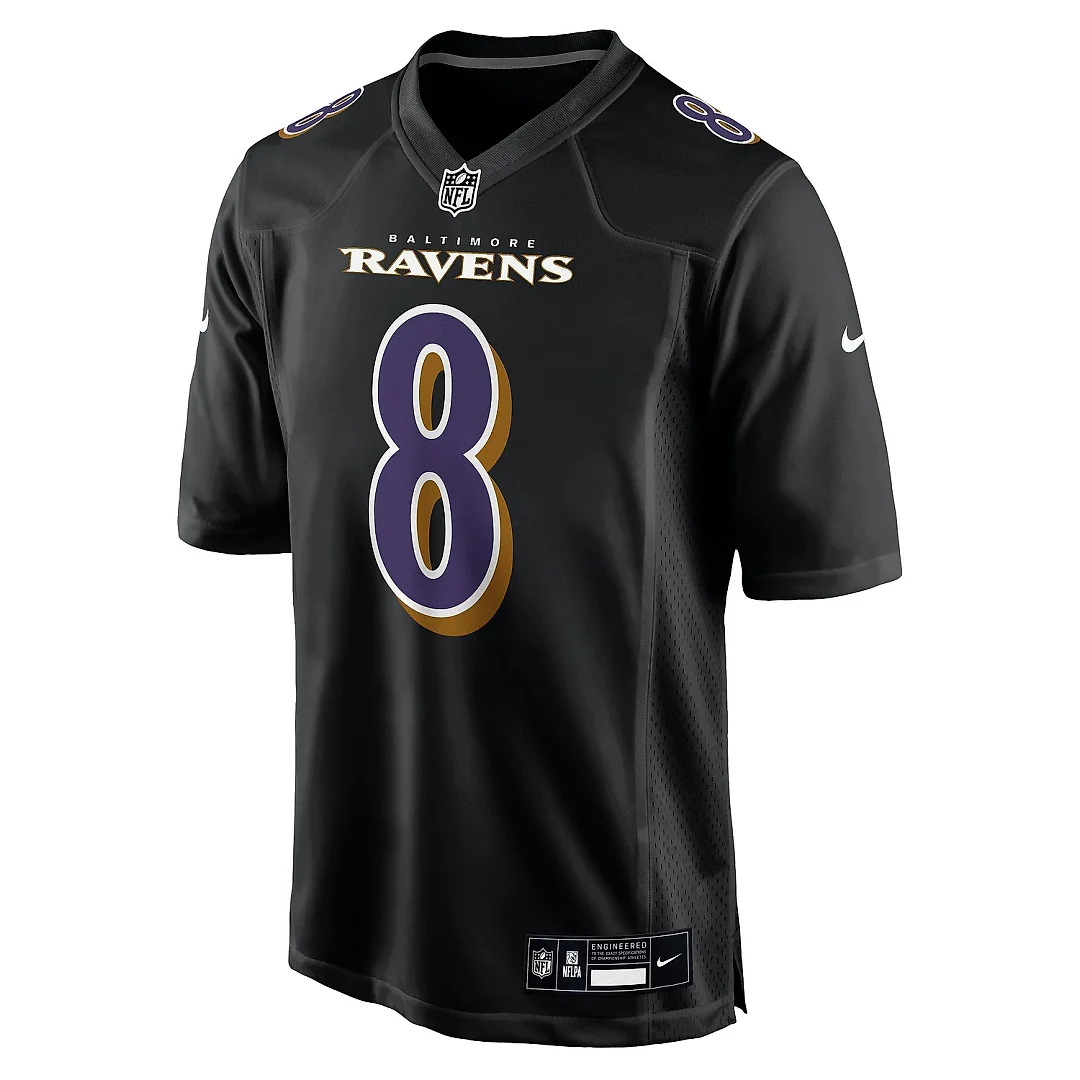 Zennovawear Men's Baltimore Ravens Lamar Jackson Carbon Black Fashion Jersey