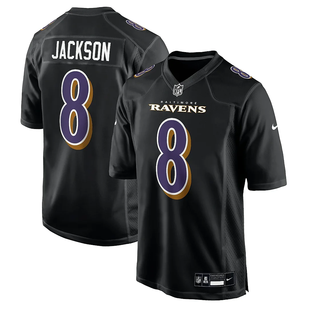 Zennovawear Men's Baltimore Ravens Lamar Jackson Carbon Black Fashion Jersey