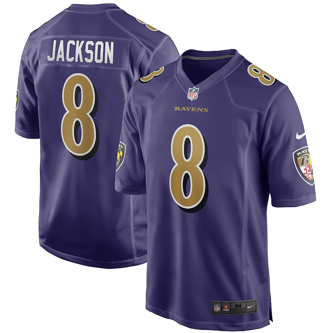 Zennovawear Men's Baltimore Ravens Lamar Jackson Purple Alternate Game Jersey