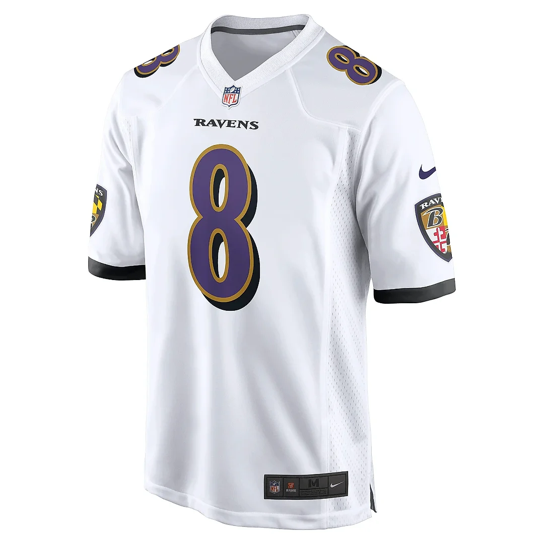 Zennovawear Men's Baltimore Ravens Lamar Jackson White Game Jersey