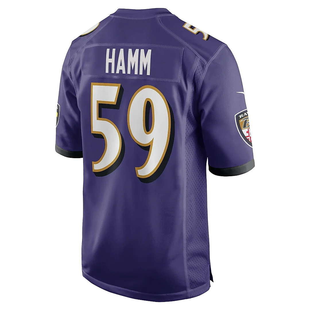 Zennovawear Men's Baltimore Ravens Malik Hamm Purple Team Game Jersey