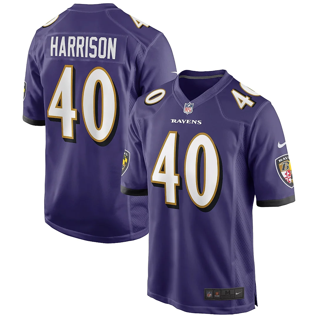 Zennovawear Men's Baltimore Ravens Malik Harrison Purple Game Jersey