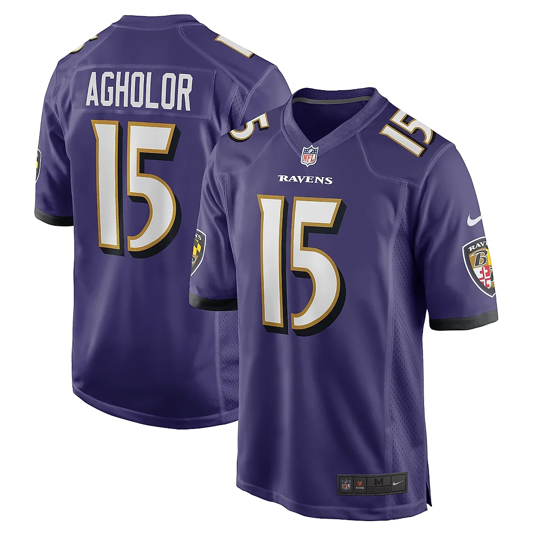 Zennovawear Men's Baltimore Ravens Nelson Agholor Purple Game Jersey