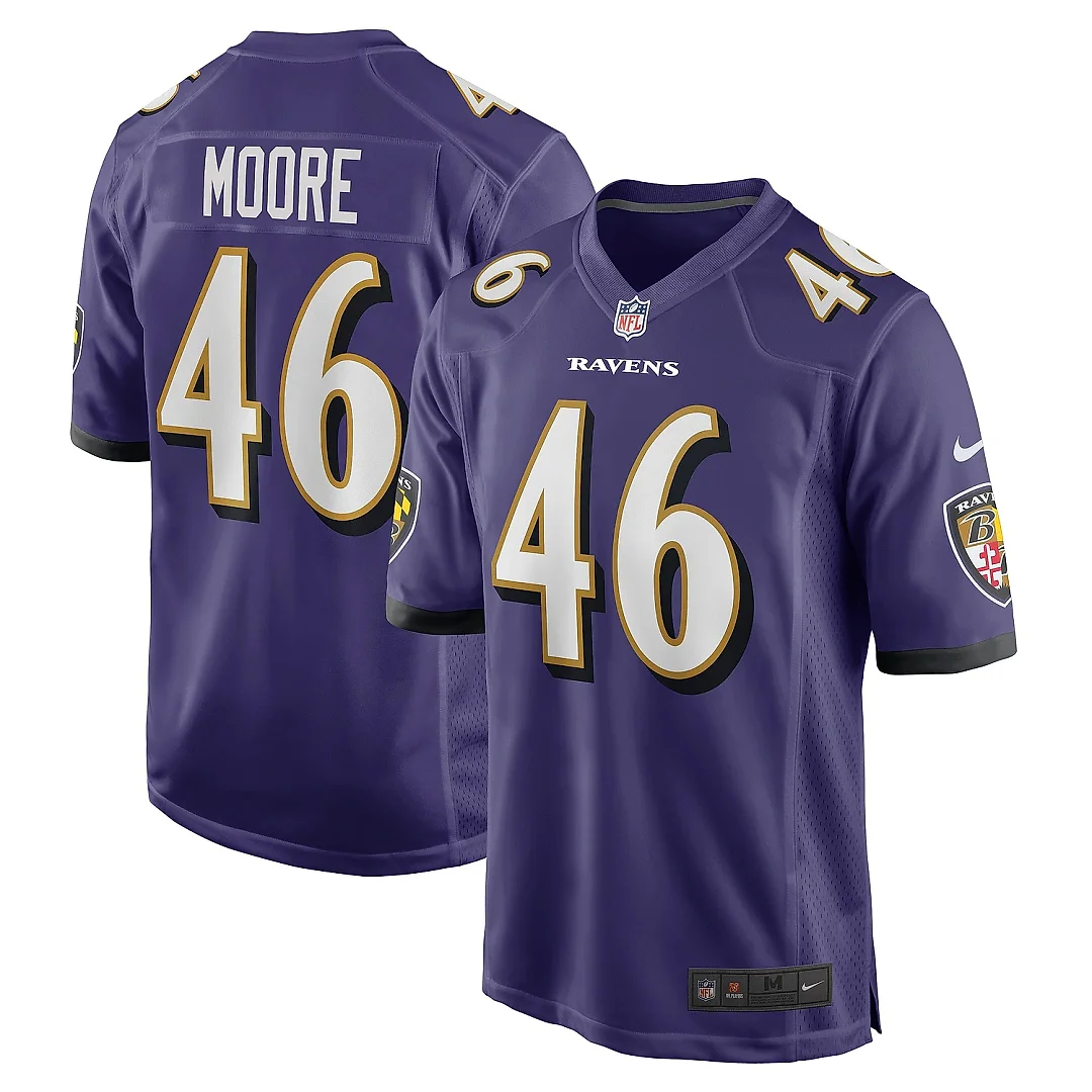 Zennovawear Men's Baltimore Ravens Nick Moore Purple Game Jersey