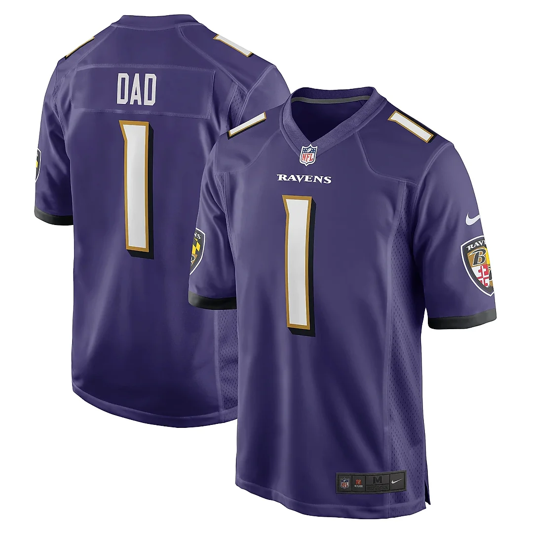 Zennovawear Men's Baltimore Ravens Number 1 Dad Purple Game Jersey