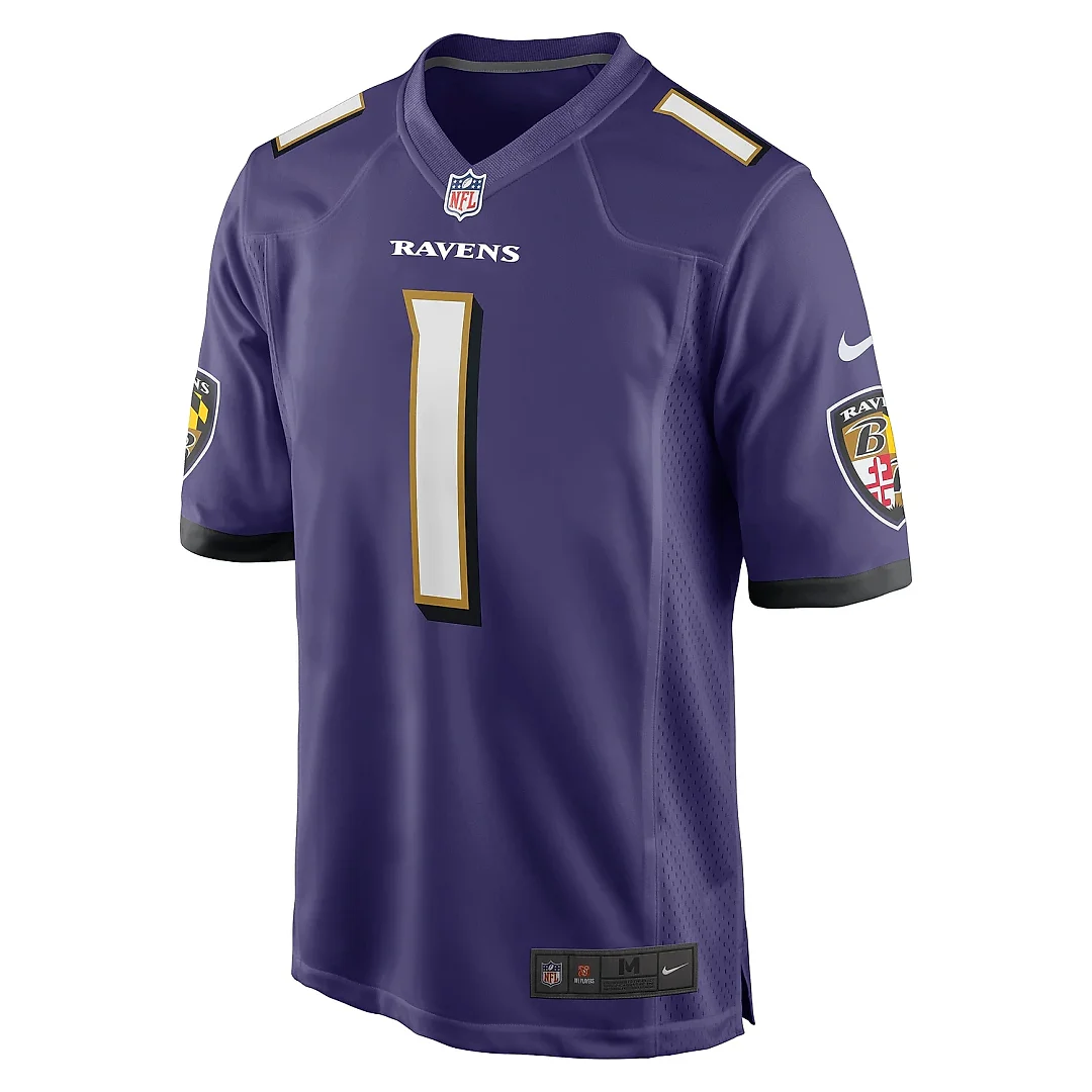 Zennovawear Men's Baltimore Ravens Number 1 Dad Purple Game Jersey
