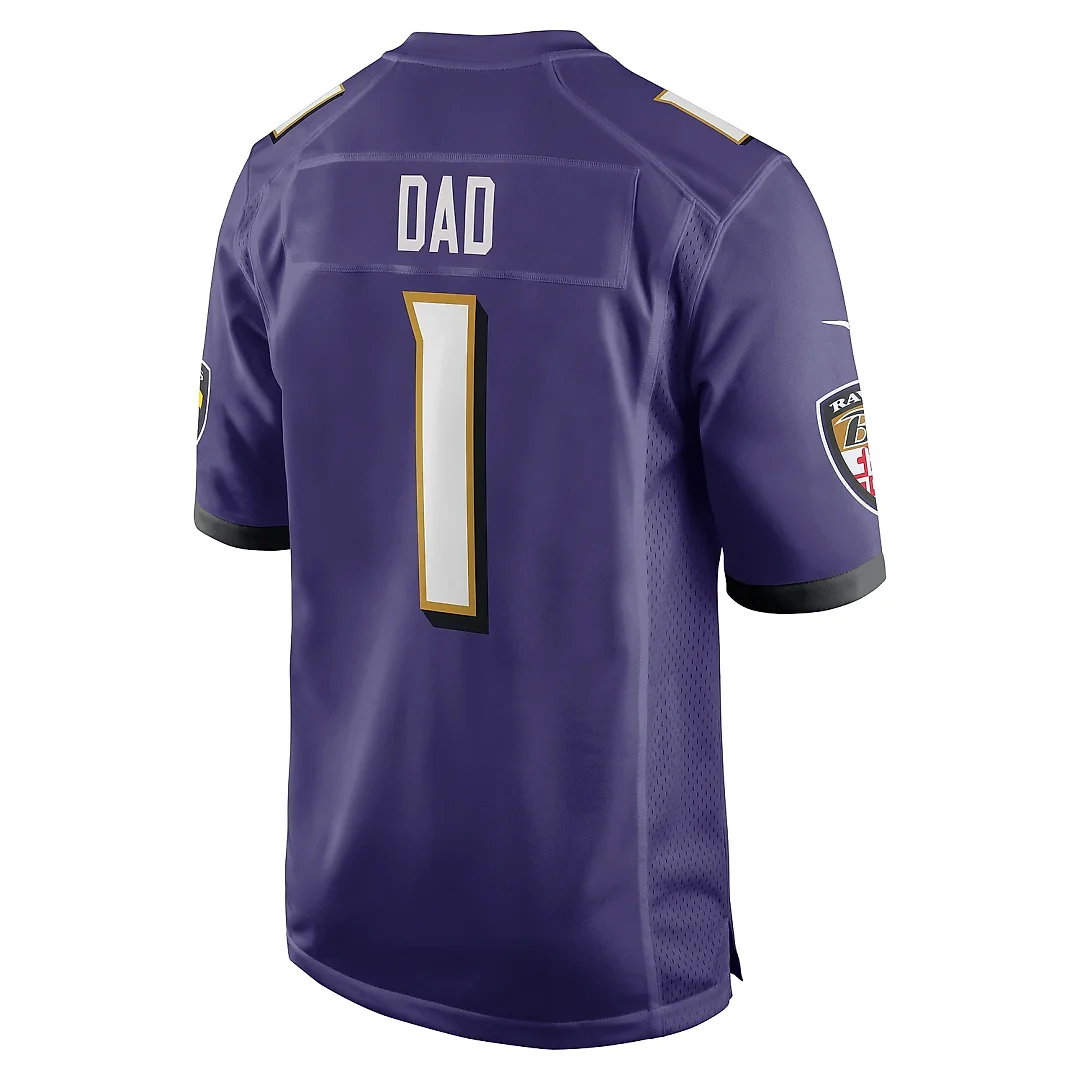 Zennovawear Men's Baltimore Ravens Number 1 Dad Purple Game Jersey