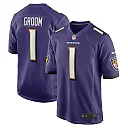 Zennovawear Men's Baltimore Ravens Number 1 Groom Purple Game Jersey