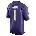 Zennovawear Men's Baltimore Ravens Number 1 Groom Purple Game Jersey