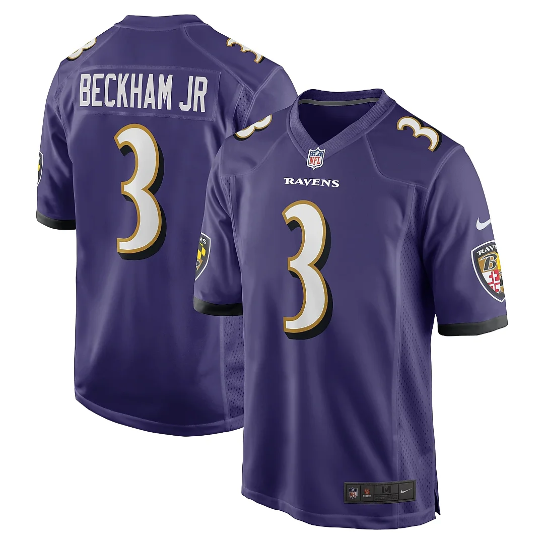 Zennovawear Men's Baltimore Ravens Odell Beckham Jr. Purple Game Jersey