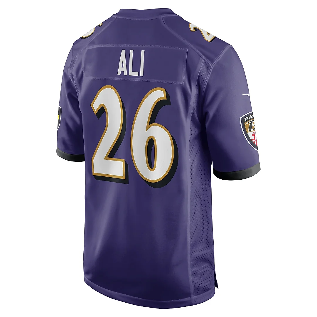 Zennovawear Men's Baltimore Ravens Rasheen Ali Purple Team Game Jersey