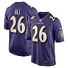 Zennovawear Men's Baltimore Ravens Rasheen Ali Purple Team Game Jersey