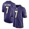 Zennovawear Men's Baltimore Ravens Rashod Bateman Purple Game Player Jersey