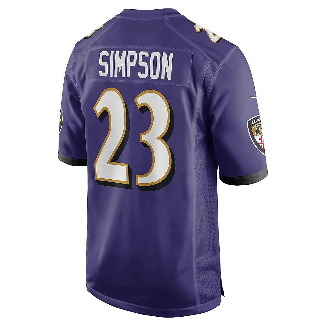 Zennovawear Men's Baltimore Ravens Trenton Simpson Purple Team Game Jersey