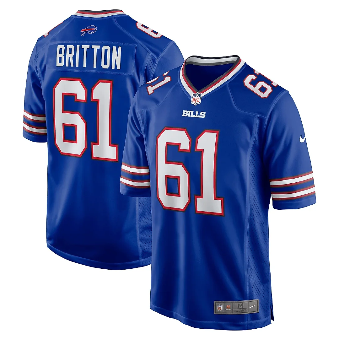 Zennovawear Men's Buffalo Bills Gunner Britton Royal Game Jersey